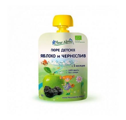 Пюре детское Органик яблоко-чернослив с 5 мес. Fleur Alpine (90 г)